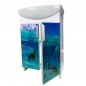 Тумба Mikola-M Plastics 5.0 Мир моря под стеклом с умывальником 50 см