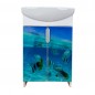 Зеркало Mikola-M Plastics 5.0 Мир моря под стеклом с точечной LED подсветкой левый шкаф 50 см