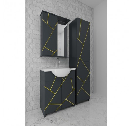 Mikola-M Комплект мебели Chaos с пеналом из пластика серый&желтый 70 см