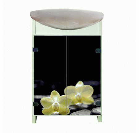 Тумба Mikola-M Eco Green light Орхидея с умывальником CERSANIT Cersania 50см