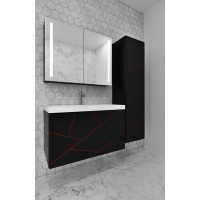 Mikola-M Комплект мебели Chaos с пеналом из пластика чорный&красный 80 см