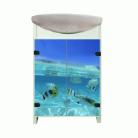 Тумба Mikola-M Eco Green light Мир моря с умывальником CERSANIT Cersania 50 см