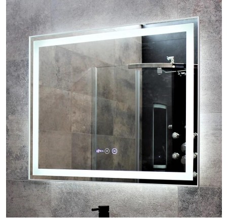 Зеркало Dusel DE-M0061S1 Silver 75х100 см с часами и Bluetooth 600625